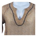 Patterson J. Kincaid Boho Sheer Tunic Dress Tan Pebble Stone Jeweled Ruffle Hem Size M Photo 12