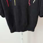 VTG Jenny Sloan Colorful Knit Sweater Retro Puffy Sleeves sz M 80s 90s Black Size M Photo 2