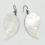 Vintage Silver Tone Fish Dangle Earrings with Iridescent Shell Pierced Photo 2