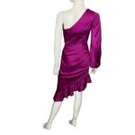 Liv Foster One Shoulder Emily Satin Cocktail Dress Wine Berry Women’s Sz 2 Pink Photo 5