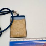 Coach Tan and Navy Blue ID Lanyard Holder Photo 7