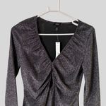 AQUA  Size L  Metallic Ruched detailing Long Sleeves Cocktail Sheath Dress Photo 5