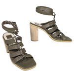 DOLCE VITA Grey Olema Block Heeled Sandal Leather Wrap Around Ankle Women's 9 Gray Photo 0