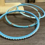 Blue Beaded Crystal Bangle Bracelets Size 8 Photo 4
