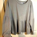 NWT Yarn and Sea Peplum Long Sleeve Pleated Grey Sweatshirt Fleece Lined Size 1X Gray Photo 1