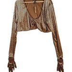 SKIMS Womens Holiday Velvet Tan Glove Crop Top Chai Sleeved Winter Top Size 4X Photo 0