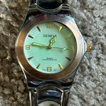 Geneva women’s vintage two tone silver/rose gold and green‎ bracelet watch OS Silver Photo 0