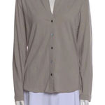 James Perse NWT James Peres V-Neck Long Sleeve Button-Up Top Size: S Photo 0