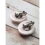 Vintage Clip On Earrings Oval Pearlescent Cream 1" Uneven Surface Photo 4