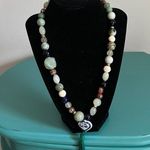 Year of the Rat Pendant Tassel Mixed Gemstone Glass Cloisonné Bead Necklace Green Photo 0