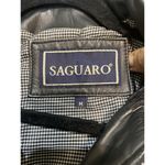 Womens Black Leather Jacket With Zip Front & Pockets By Saguaro Size M Size M Photo 4