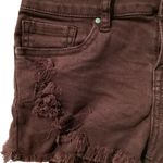 PacSun BULLHEAD Denim Co Women’s Burgundy Distressed Jean Shorts Pockets Stretch Red Size 25 Photo 2