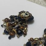 Beaded Clip On Earrings Hand Crafted Animal Print / Brown / Black Photo 2