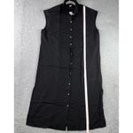 Old Navy  Sleeveless Button Up Dress Women Large Mid Length‎ Black Drawstring NWT Photo 3