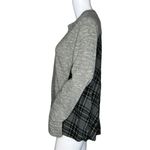Lilla P Sweatshirt Womens Large Gray Plaid Flannel Back Top Mixed Media Casual Photo 2