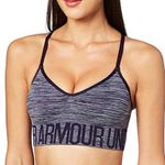 Under Armour  Seamless Sports Bra Womens S Blue Heather Stretch Logo Athleisure Photo 0