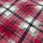 Jolt Plaid Cap Sleeve Contrast Button Back Top in Red/White/Navy/Gray - Medium Photo 4