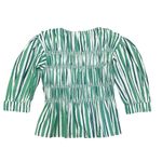 Ganni  Green and White Peplum Top Photo 1