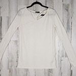 DKNY NWOT  Jeans Cream Ribbed Knit Long Sleeve Keyhole Top Women's Size Large Photo 0