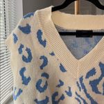 Cider  Show Your Stripes Zebra Oversized Sweater Vest Cream Blue Medium Photo 3