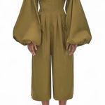 Andrea Iyamah Nia Culotte Jumpsuit Size XS 4/6 Olive Green New Resort Wear Photo 0