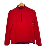 L.L.Bean  1/4 Zip Fleece Sweatshirt Red Navy Trim Small Photo 0