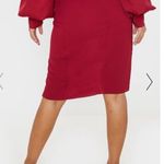 Pretty Little Thing Plt PETITE BURGUNDY WRAP PENCIL SKIRT size 10 Photo 3