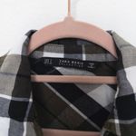 Zara Womens Shirt Size S Green Plaid Flannel Long Sleeve Beaded Grunge Indie Y2K Photo 3