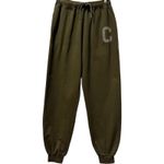CELINE Paris Cotton Cashmere Joggers Olive Green Logo Sweatpants Women's Small Photo 1