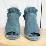 Seychelles  by Anthropologie Sightseeing Suede‎ Slingback Peep Toe Heels Teal 9 Photo 2