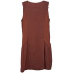 Lina Tomei Dress Sz M Shift Linen Sleeveless Beaded Necklace Pockets Brick Italy Orange Size M Photo 1