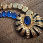 Vintage C.L.B shell gold blue jewel necklace. Photo 3