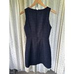 Monteau  Navy Metallic Tweed Gold Hardware Trim Front Open Pockets Shift Dress S Photo 4