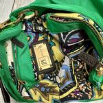 Vibrant Green Nylon Hobo Shoulder Bag Black Strap Gold Hardware Tote Bold Bright Photo 1