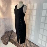 T Tahari Black Lace Up Skirt Sleeveless Sheath Cocktail Party Dress Size 10 Photo 2