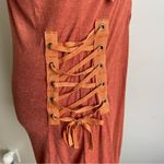 NWT Mur Mur Tank Dress Embroidery Bird Rhinestone Y2K Corset Cinch Grunge Medium Orange Photo 3