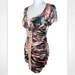 Pretty Little Thing NWT Multi Satin Renaissance V Bar Bodycon Dress Size 4 Photo 3