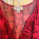 Evereve  two-tone floral print ruffle cap sleeve mini dress in pink and red, S Photo 2