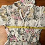 Free People  Women's Sheer Lined Floral Long Sleeve Ruffle Skirt Mini Dress XS Photo 5