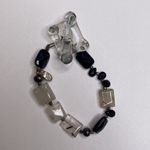 Women’s Beaded Bracelet Black & Clear Beads Silver Photo 3