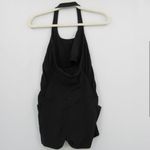 Athleta  Black Mesh Me Up Ruched Halter Bodysuit Romper with Shelf‎ Bra Small Photo 2