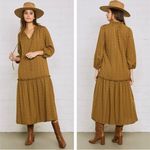 Rachel Pally Gail Printed V-Neck Long Sleeve Drop-Waist Maxi Dress 3X Mojave Photo 1