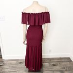 Baltic Born [] Maroon Amalfi Smocked Off The Shoulder Ruffle Maxi Dress Sz Medium Photo 2