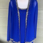 J Kara Beaded Dress with Beaded Jacket Blue Size 8 Photo 1