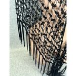 Vintage Black Gothic Lace Shawl Wrap Sequin Whimsigoth Stevie Fringe Open Front Photo 5