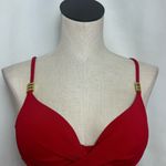 Women’s Elegant Red swim top with padding underwire gold accents NWOT Medium Photo 2