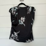 White House | Black Market  Women’s XXS Black Floral Top Blouse Photo 2