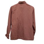 VTG ESSAY Ruffle Front Blouse Sz S Button Up Red Tan Western Retro Farmhouse Photo 2