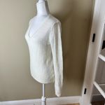 Brandy Melville  SOft Fuzzy V Neck Sweater Cream One Size Photo 3