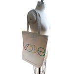 Vogue Magazine Natural Cotton Canvas Rainbow Graphic Tote Bag Black Photo 3